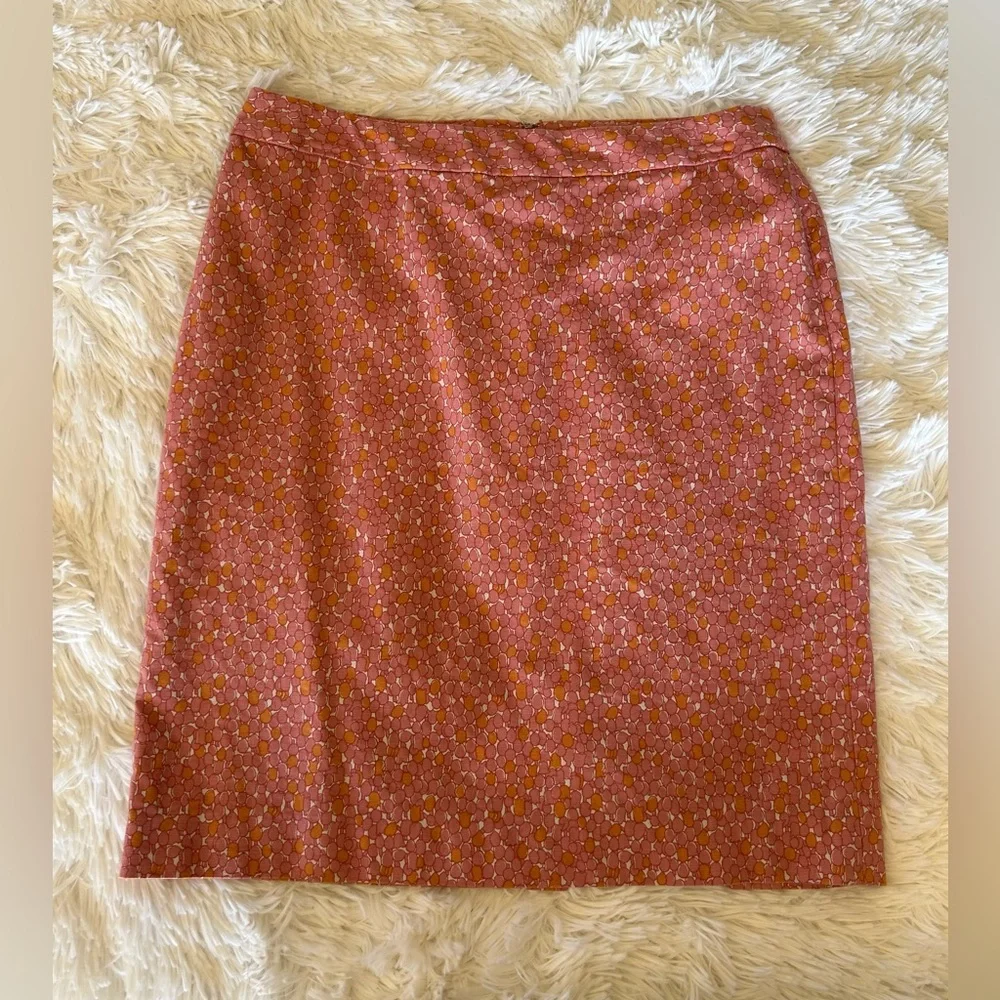 Talbots | Tulip Pink & Orange Pattern Pencil Skirt